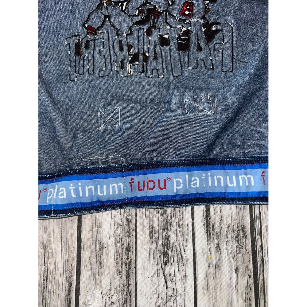 Platinum‎ Fubu Kids Jacket 12/14 Fat Albert Gang Big Patch Black Denim Vintage - Picture 13 of 13